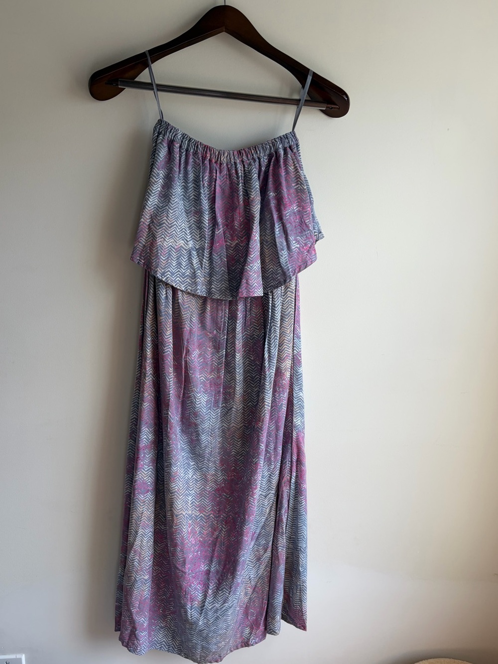 Y2K Sleeveless Maxi Dress in Lavender Pink & Gray size S